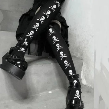 Skull Bat Gothic Dark Long Sexy Stockings Women spider Harajuku Emo