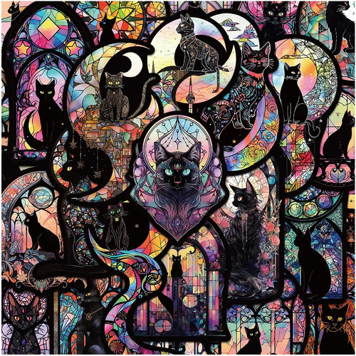 10/30/50pcs Dark Gothic Black Cat Cartoon Stickers Aesthetic Graffiti