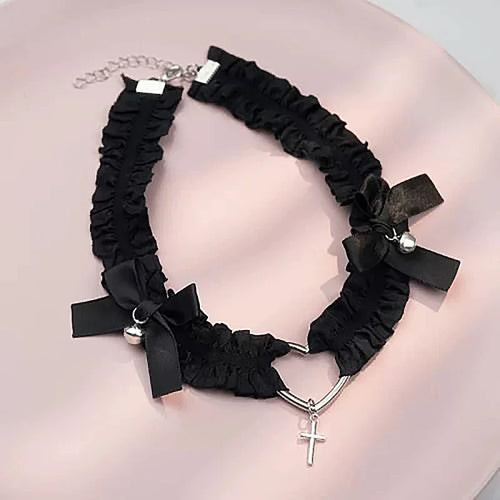 Gothic Lace Garter Belt Heart Bowknot Cross Lolita Leg Garters Black