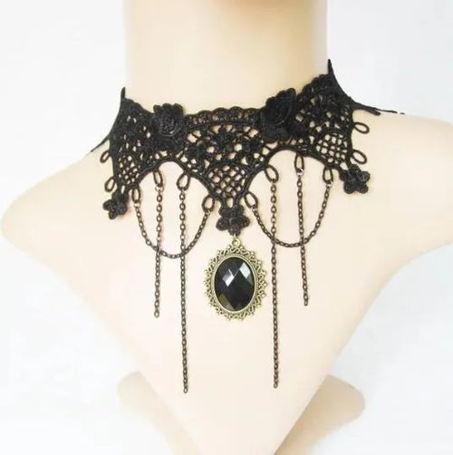 Lady Chokers Leaf Tassel Women Neck Jewelry Accessory Girl Lace Gothic