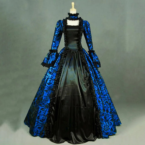 New Women's Retro Long Sleeve Dress Medieval Victorian Court Lace