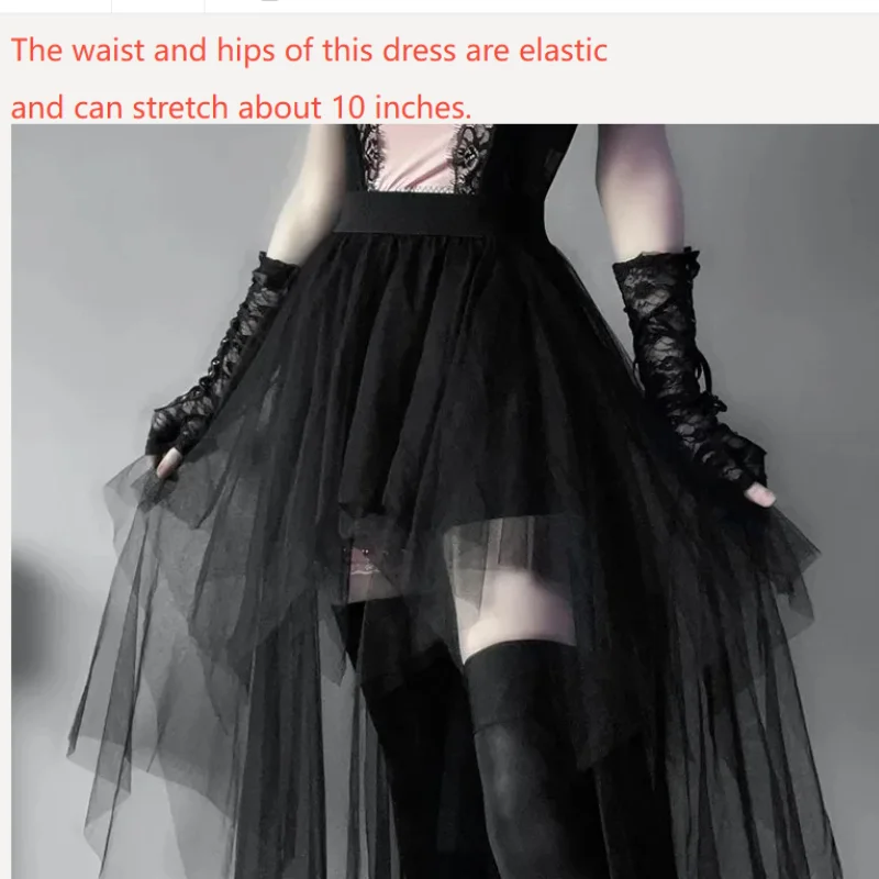 Casual Skirts Punk Sexy Net Yarn High-Waisted Irregular Skirt for