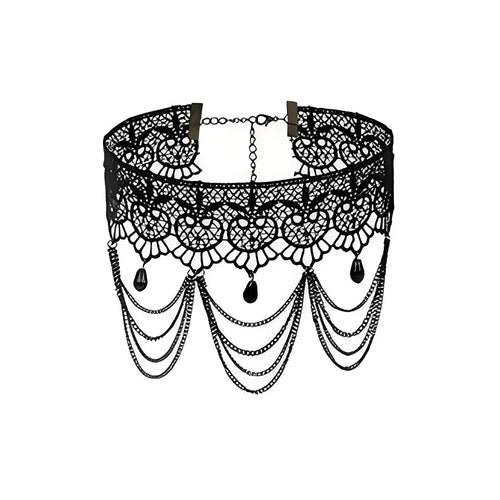 Lady Chokers Leaf Tassel Women Neck Jewelry Accessory Girl Lace Gothic