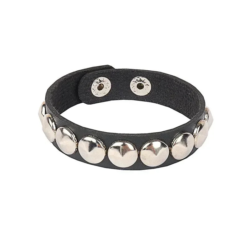 2024 New PU Leather Studded Bracelet Punk Bracelet Adjustable Goth