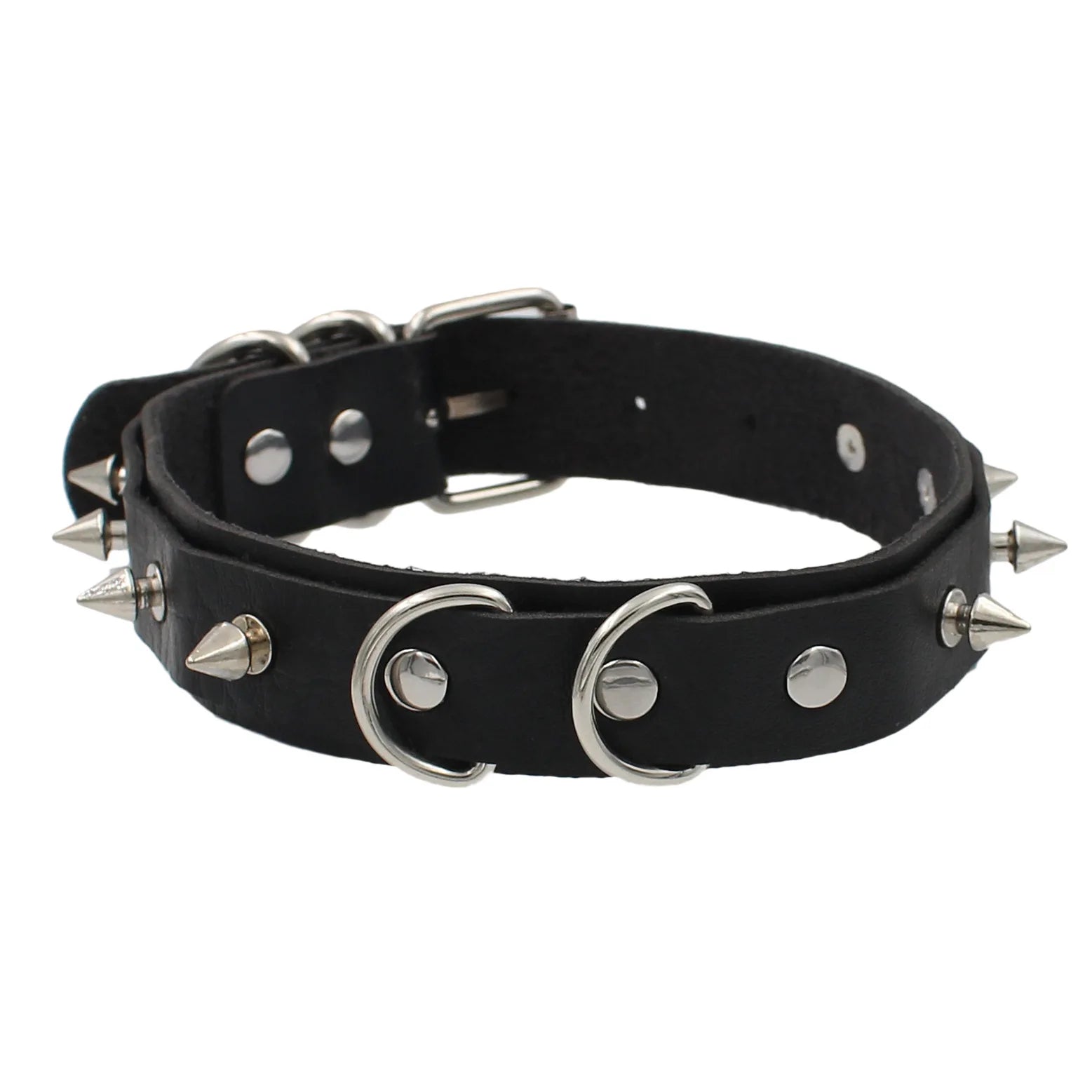 Woman Black Punk Choker Collar Necklace Sexy PU Leather Heart Lock Key