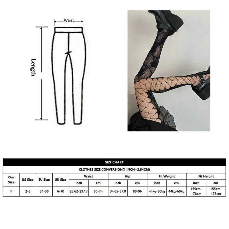 Gothic Fishnets Stockings Lolita Mesh Tights for Women Netting