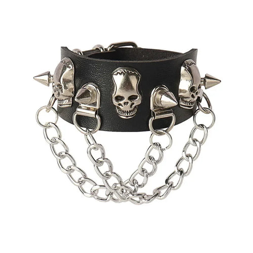 2024 New PU Leather Studded Bracelet Punk Bracelet Adjustable Goth