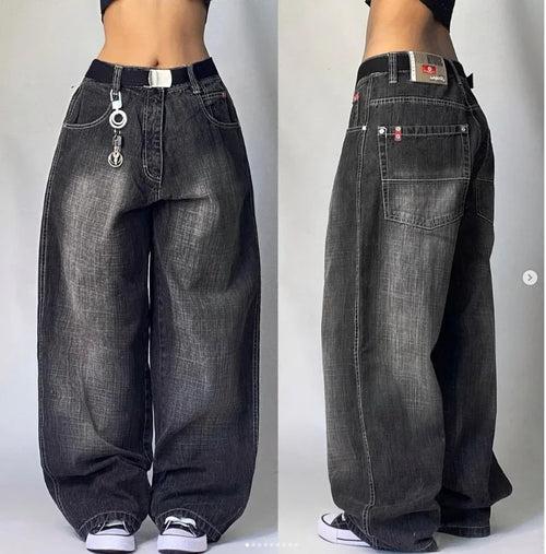 2024 New American Harajuku Retro Straight High Waist Y2K Street Style