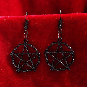 Gothic Pentagon Thorns Metal Star Drop Earring Dangle Harajuku  Unique