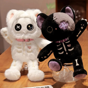 35cm Kawaii Black Serie Skeleton Cat Soft Plush Toy Creative Stuffed