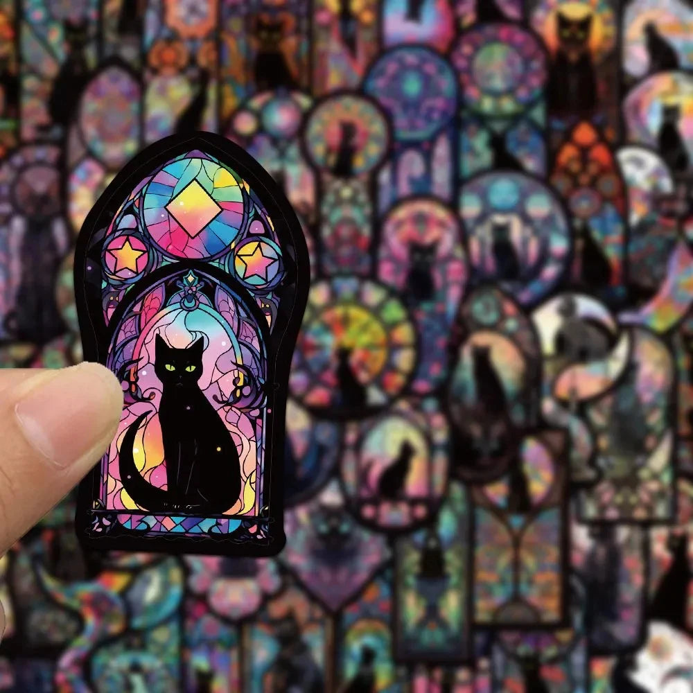 10/30/50pcs Dark Gothic Black Cat Cartoon Stickers Aesthetic Graffiti