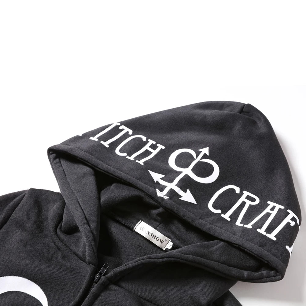 XUANSHOW Women Hoodies Sweatshirts Gothic Punk Moon Letters Print