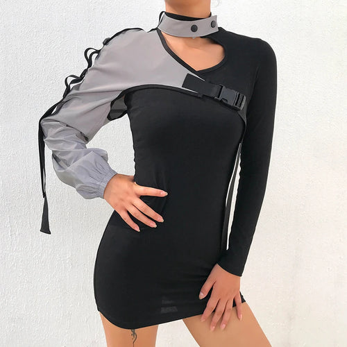 SUCHCUTE Women Sexy One Shoulder Reflective Crop Tops Adjustable