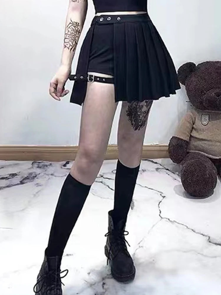 AltGoth Punk Mall Goth Shorts Skirt Women Y2k E-girl Streetwear