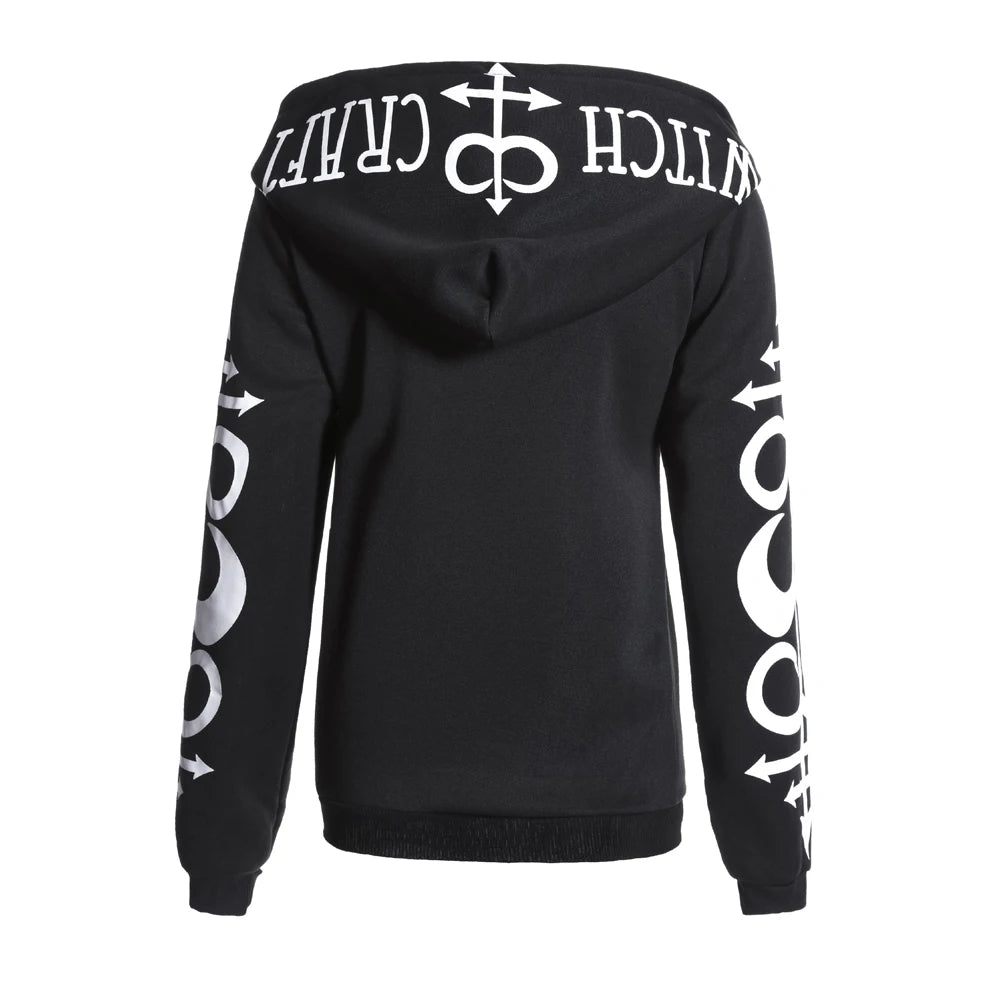XUANSHOW Women Hoodies Sweatshirts Gothic Punk Moon Letters Print