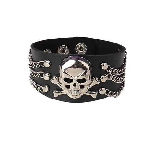 2024 New PU Leather Studded Bracelet Punk Bracelet Adjustable Goth