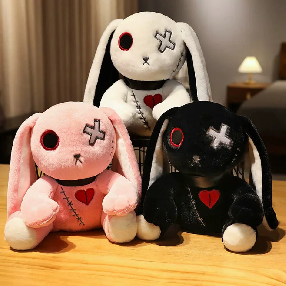 Spooky Gothic Bunny Stuffed Crazy Rabbit Plush Toys, Spooky Gothic