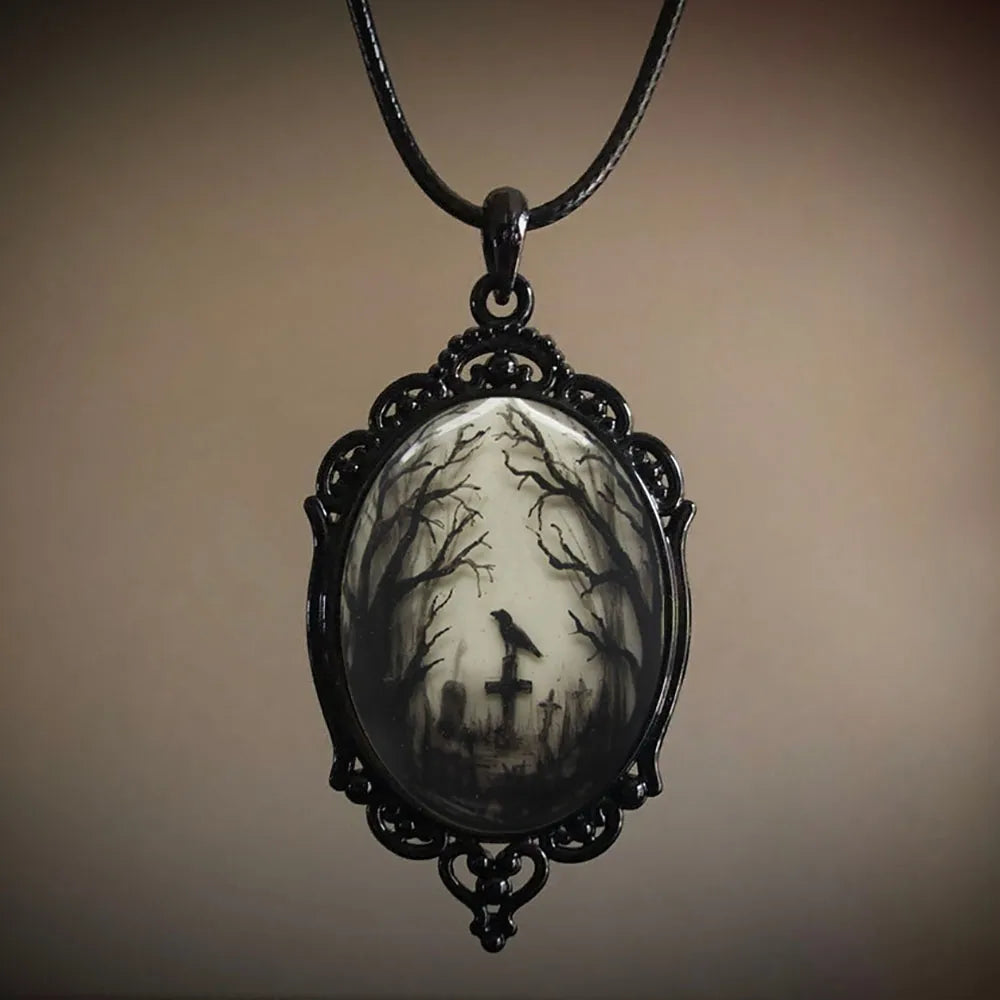 Gothic Blood Red Quartz Charm Necklace Oval Pendant Necklace For Women