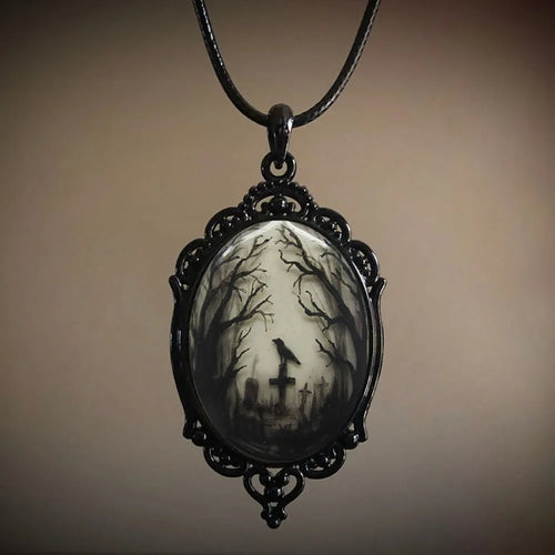 Gothic Blood Red Quartz Charm Necklace Oval Pendant Necklace For Women