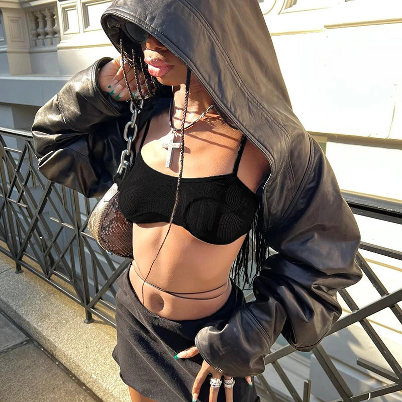BIIKPIIK Fashion Street Style Pu Leather Jackets Punk Gothic Hooded