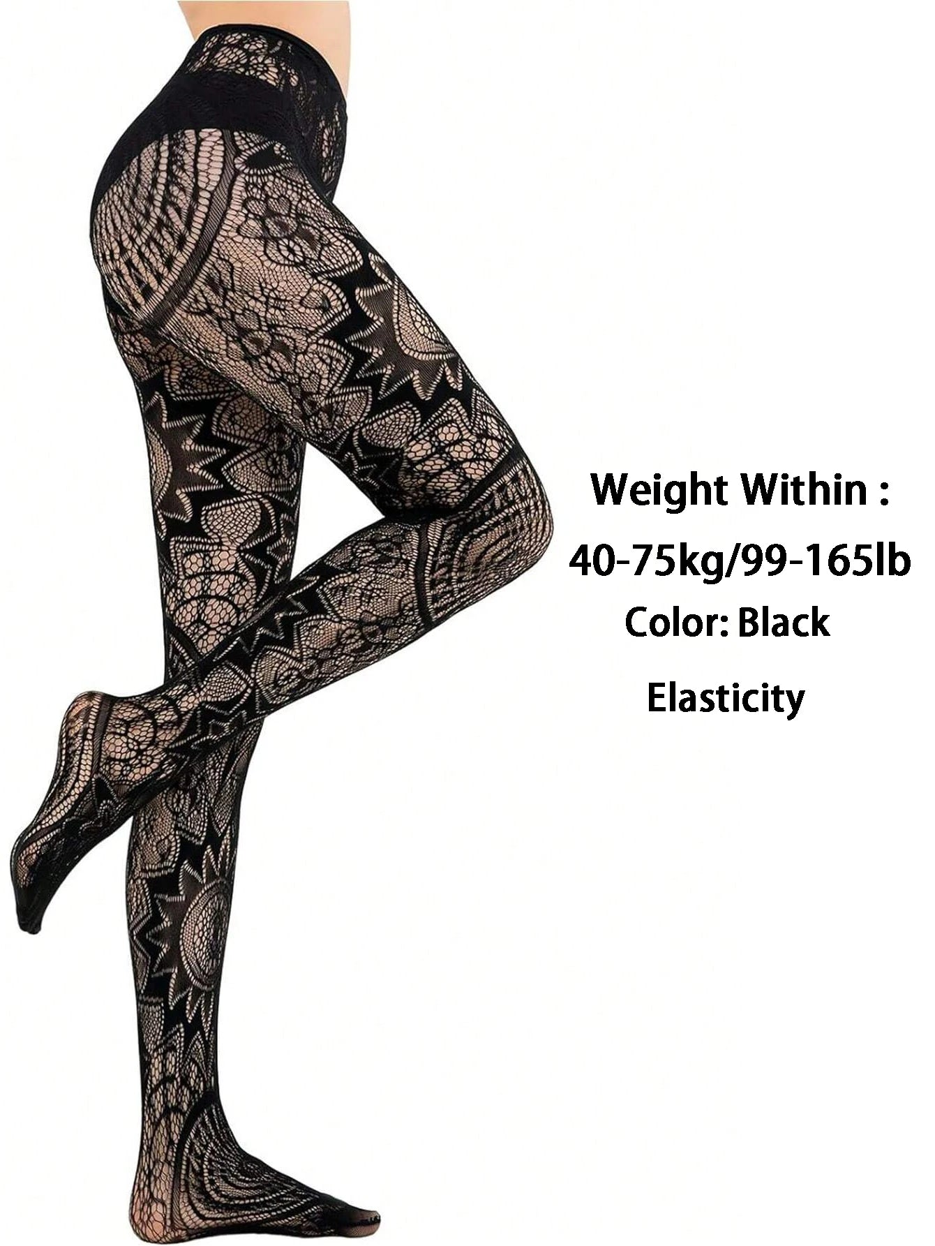Black Sexy Girls Fishnet Stockings Lace Stockings Jacquard Lace Hollow