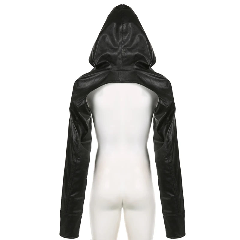 BIIKPIIK Fashion Street Style Pu Leather Jackets Punk Gothic Hooded