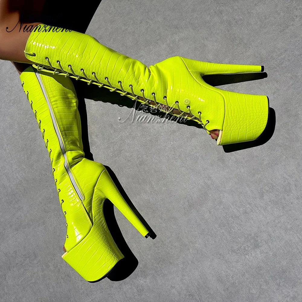20cm stiletto heels Sexy Fetish Gothic Shoes white stripper boots pole