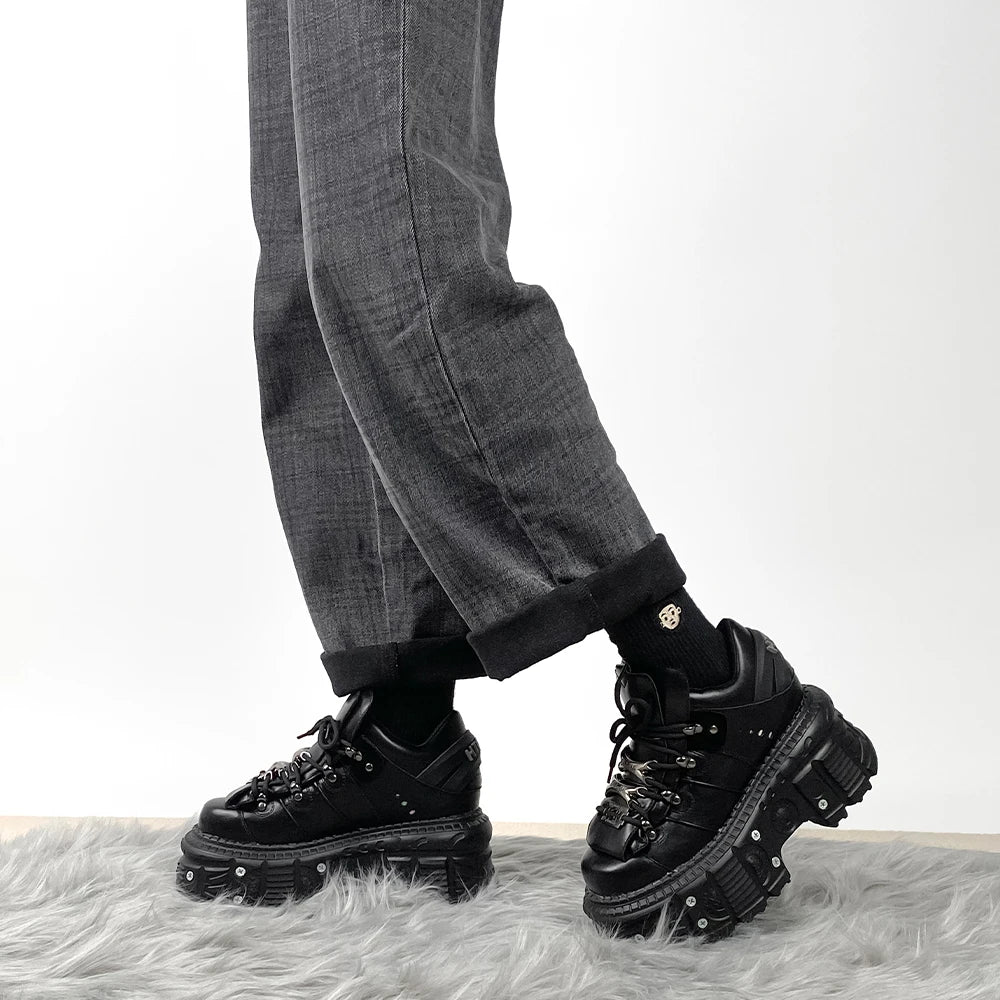 New Punk Style Women Shoes Lace-up Heel Height 6CM Platform Shoes