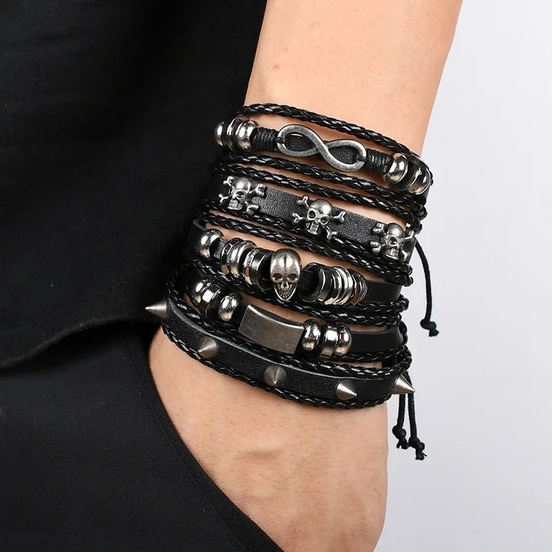Fashion Bracelet Viking  Bracelet For Men Hand Bracelets Woven Skull