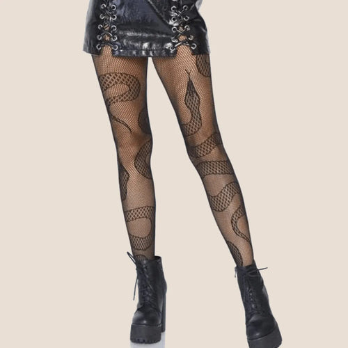 Skull Fishnet Stocking Women's Hollow Garter Bat Gothic Dark Mesh