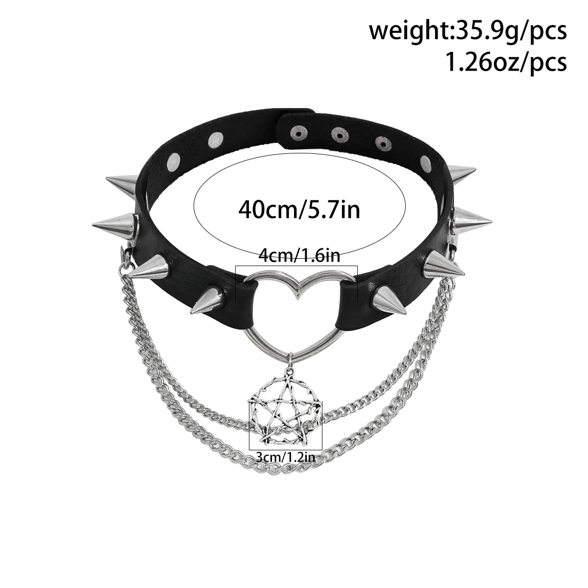 Salircon Fashion Harajuku Black PU Leather Choker Necklace Women's