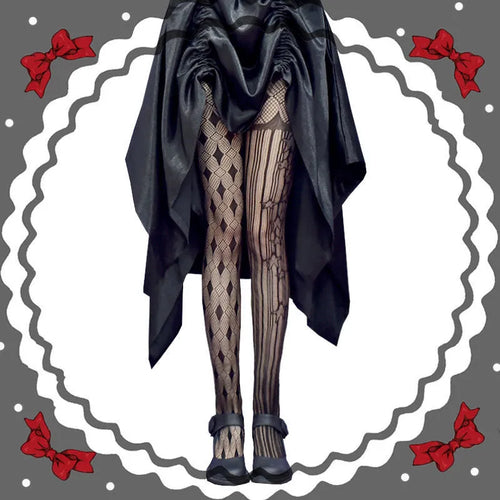 Skull Fishnet Stocking Women's Hollow Garter Bat Gothic Dark Mesh