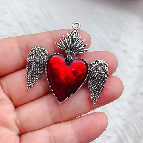 10pcs Mixed Silver Plated Enamel New Gothic Style Sacred Heart Alloy