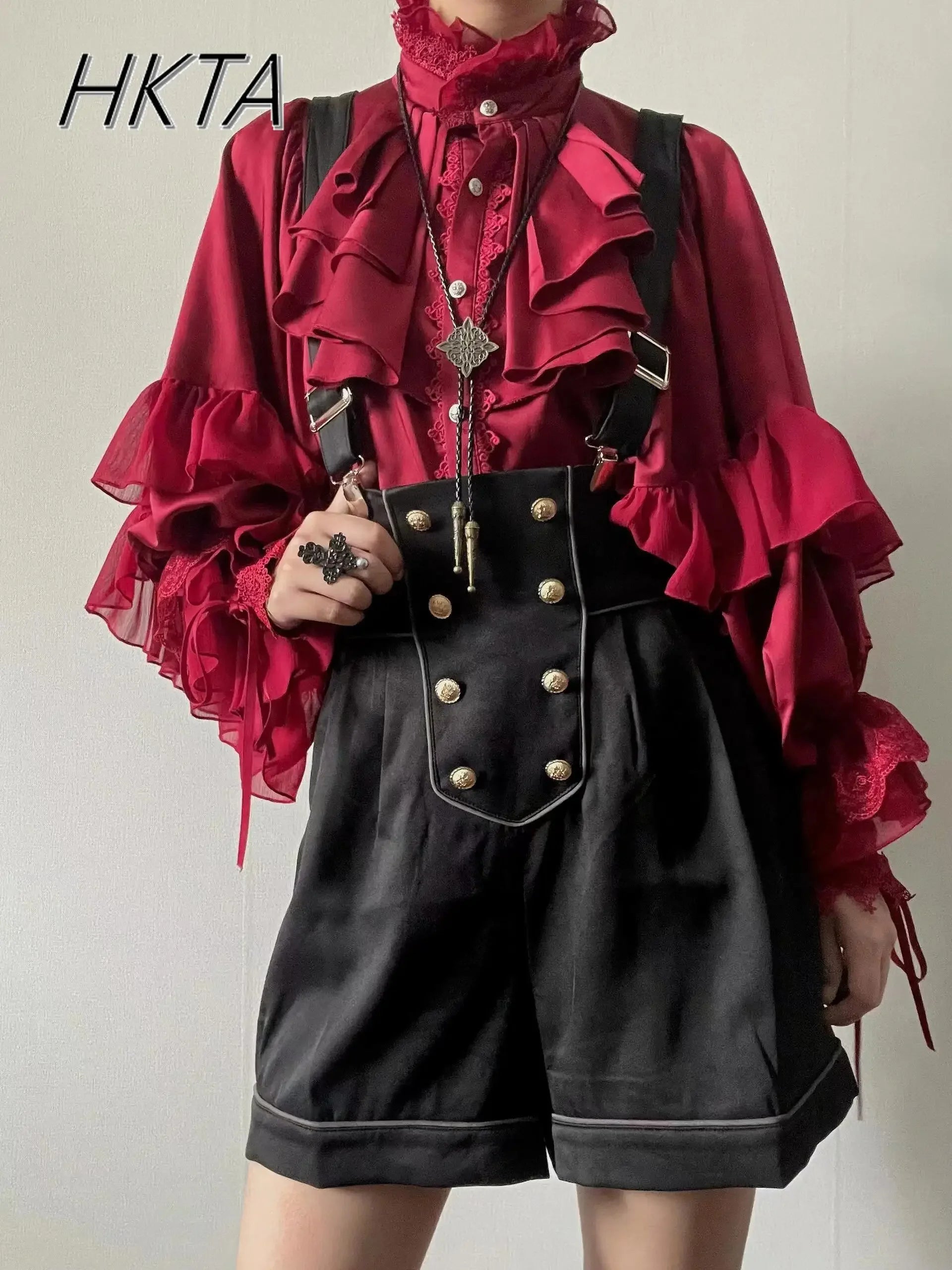Gothic Style Batwing Sleeve Shirt Women Lolita Loose Spring Autumn