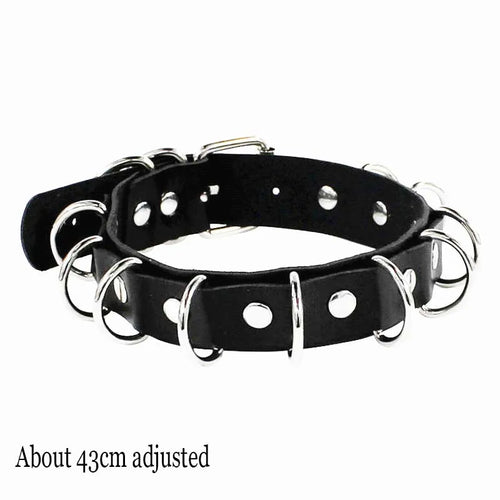 Woman Black Punk Choker Collar Necklace Sexy PU Leather Heart Lock Key