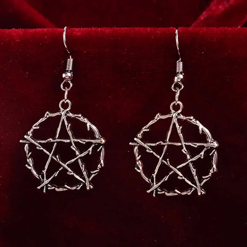 Gothic Pentagon Thorns Metal Star Drop Earring Dangle Harajuku  Unique