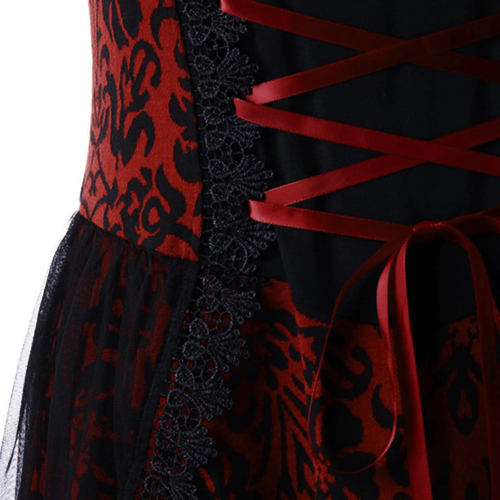 Gothic Lace Cami Dress For Women Vintage Lace Up Party  Sleeveless