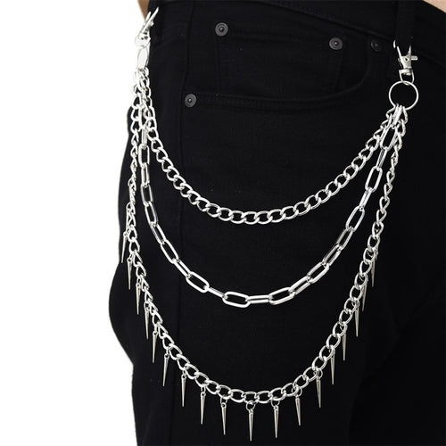 Side Punk Chain On The Jeans Pants Women Pentagram Keychains for Men