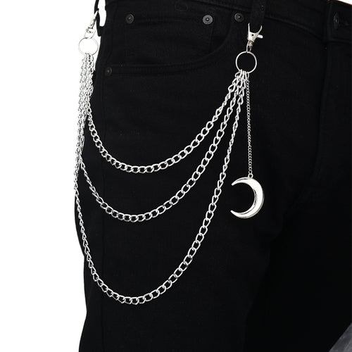 Side Punk Chain On The Jeans Pants Women Pentagram Keychains for Men