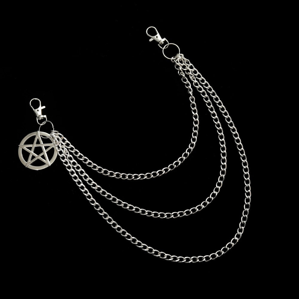 Side Punk Chain On The Jeans Pants Women Pentagram Keychains for Men