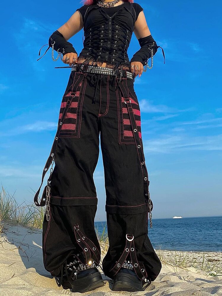 Baggy Pants Women Punk Style | Gothic Pants Chains | Goth Pants Chains
