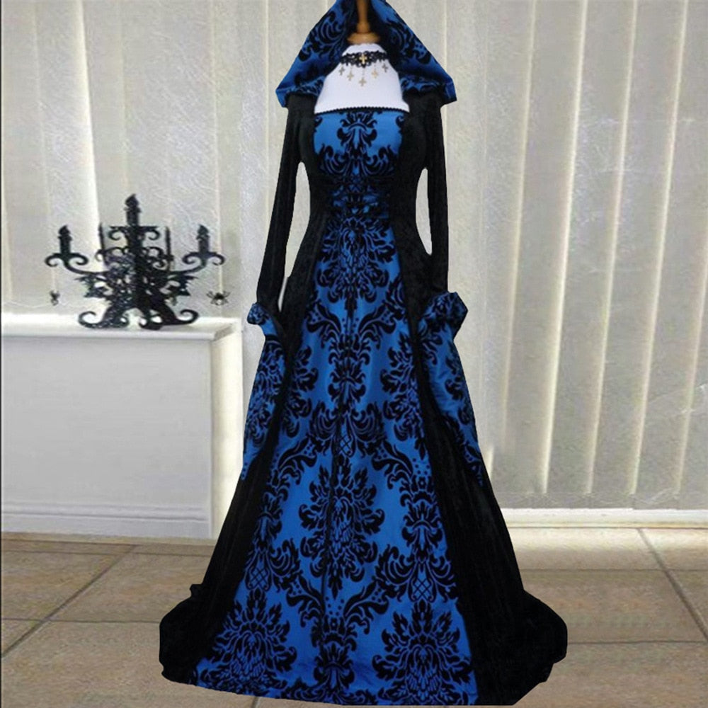 Women Medieval Renaissance Hooded Dress 19th Century European Costumes