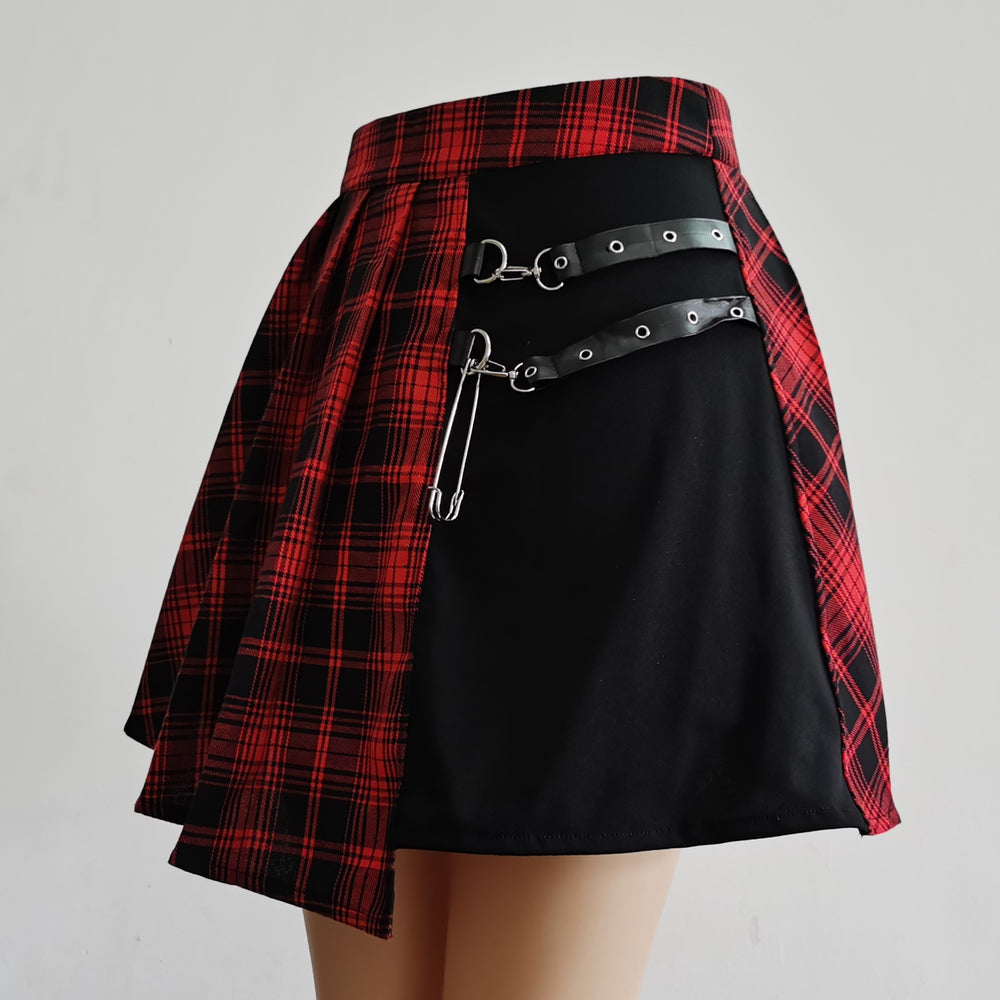 Womens Harajuku Punk Irregular Mini Pleated Skater Skirt Asymmetric
