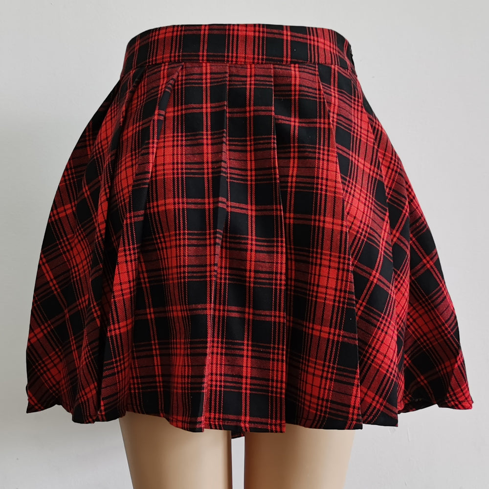 Womens Harajuku Punk Irregular Mini Pleated Skater Skirt Asymmetric