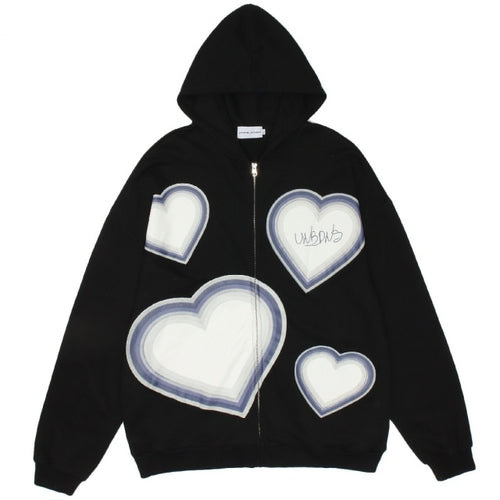 Y2k Gothic Butterfly Print Oversize Zip Up Hoodies 2021 Winter New