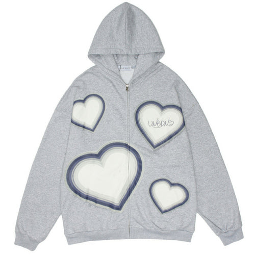 Y2k Gothic Butterfly Print Oversize Zip Up Hoodies 2021 Winter New