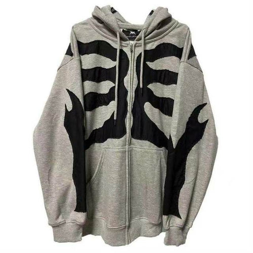 Y2k Gothic Butterfly Print Oversize Zip Up Hoodies 2021 Winter New