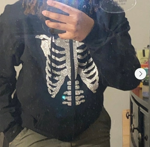Y2k Rhinestone Cobweb Zip Up Oversized Sweatshirt 2022 Autumn Goth