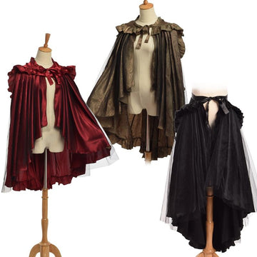 Unique Victorian Bustle Skirt Women Retro Gothic Flounce Cape